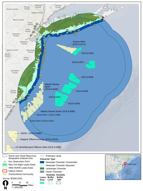 Map of key observation points (KOPs) used in the NY Bight visual impacts analysis