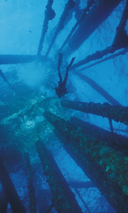 Image of Diver Under Deepwater Rig