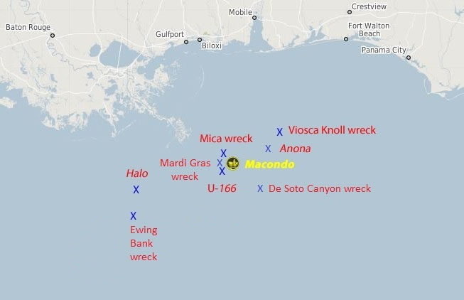 Map of project area wrecks