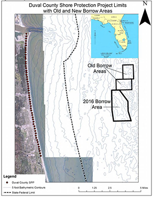 Map of the Duval County Shore Protection Project