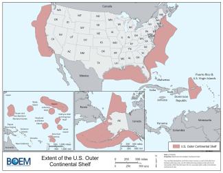 BOEM map outlining extent of U.S. Outer Continental Shelf