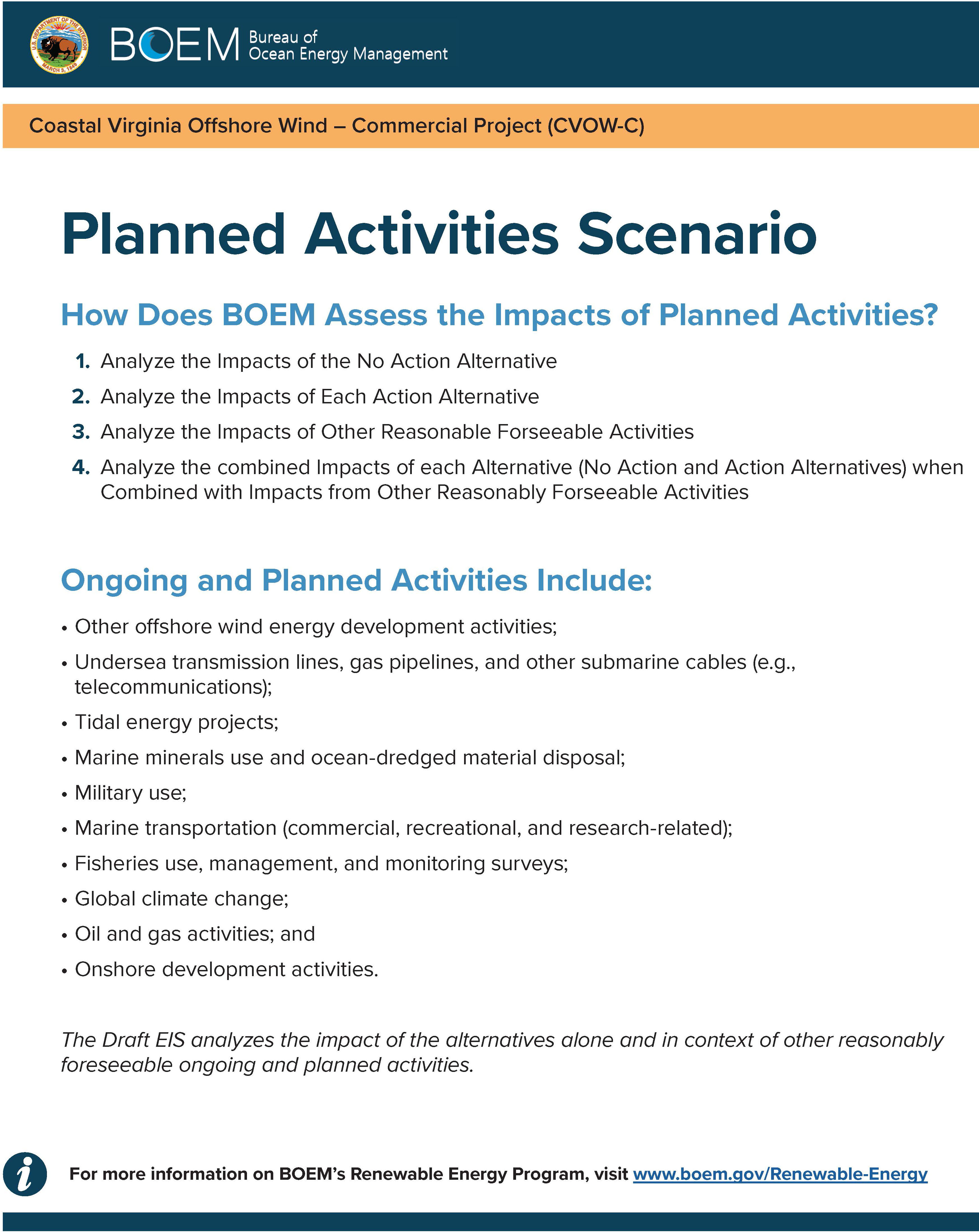 Planned Activities Scenario