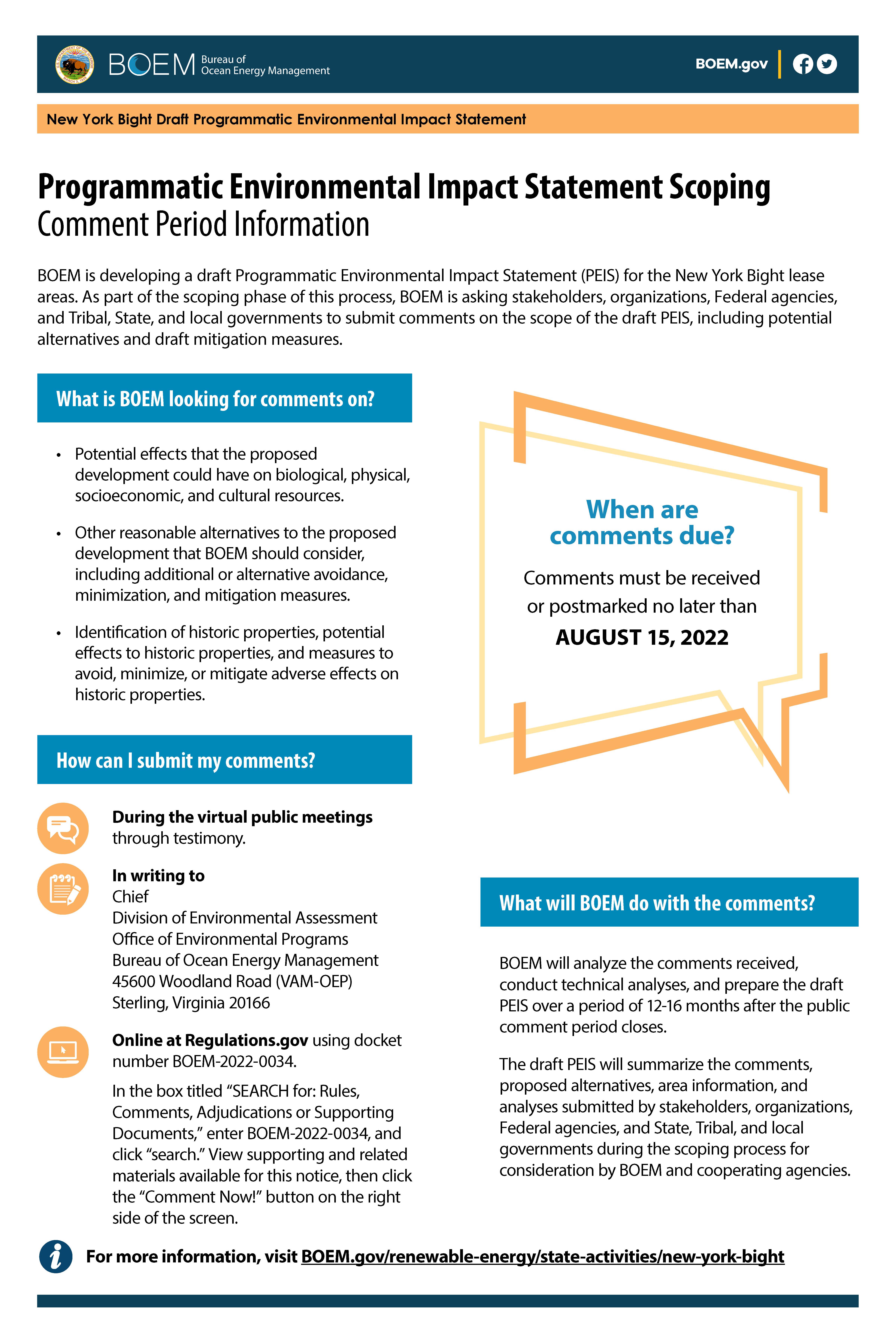 PEIS Scoping Period Comment Information