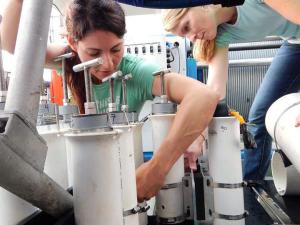 installing the quivers and push core tubes on the front of the ROV