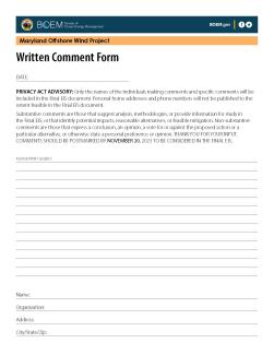 Maryland Offshore Wind Comment Form poster