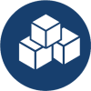 Icon of three blocks stack together in a triangle