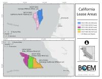 Two maps showing the California lease areas in question