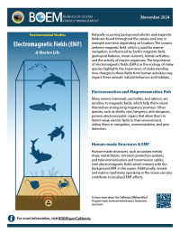 Front page of PDF for California Offshore Wind - Electromagnetic Fields & Marine Life Factsheet