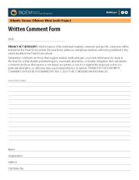Comment Form cover page