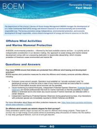Offshore Wind Activities and Marine Mammal Protection