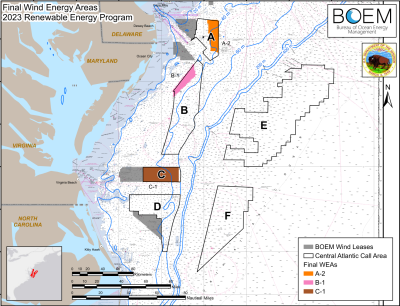 map of the Central Atlantic wind energy areas