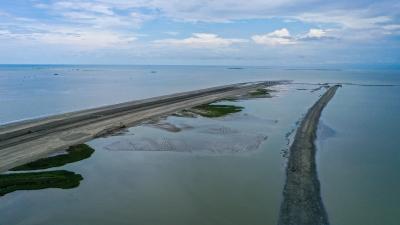 Aerial photo of the West Belle Headland Project in 2020. Photos curtesy of the Louisiana Coastal Protection and Restoration Authority.