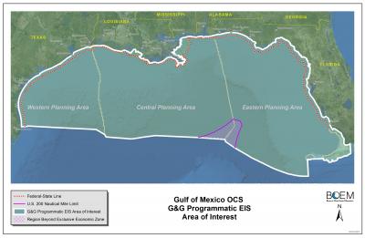 Map showing area of interest in gulf of mexico g&g