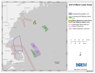 Gulf of Maine Leases Highlighted Map