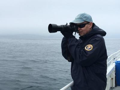 man taking picture