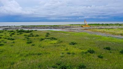 Start of the West Belle Headland Project in 2020. Photos courtesy of the Louisiana Coastal Protection and Restoration Authority
