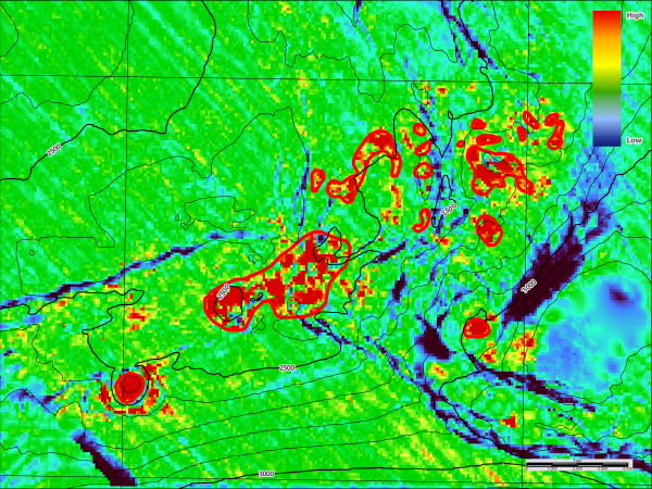 Example of anomaly positives with mud flows