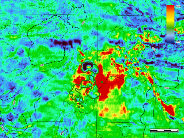 Showing seep anomaly negatives with possible oil