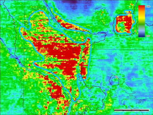 Screenshot of the map with confirmed carbonates
