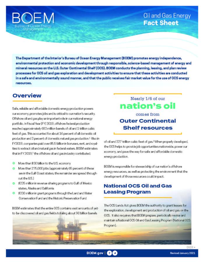 Oil and Gas Fact Sheet cover
