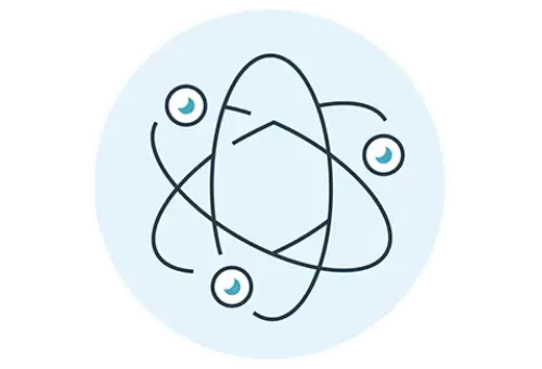 Icon of electrons around a nucleus