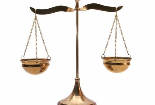 A balanced bronze scale