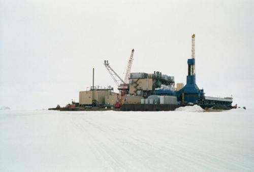 Northstar production island in a frozen beaufort sea, Alaska