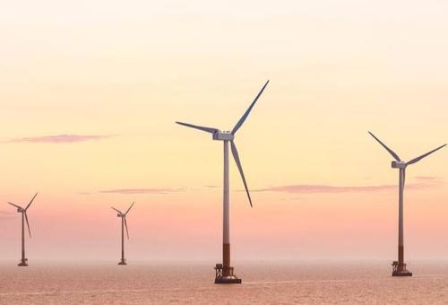 offshore wind farm with boats