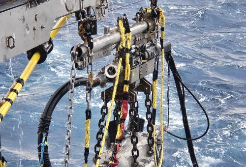 The Gemini Source being lifted from the ocean