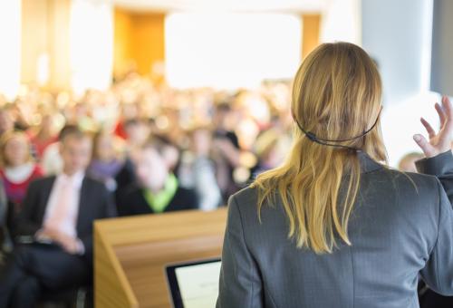 woman at podium