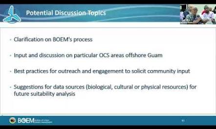 Discussion on BOEM and Territory of Guam Presentations