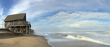 High tide at Kitty Hawk, North Carolina, showing beach erosion. Photo: Courtesy of Dare County