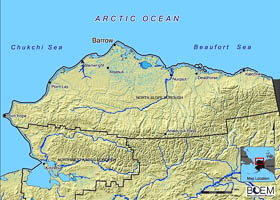 Chukchi and Beaufort Sea map; map by NSB