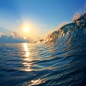 sunset with ocean wave