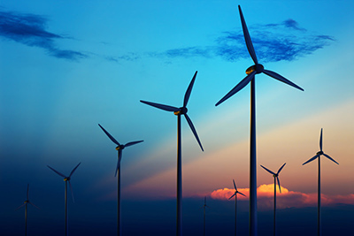 Offshore Wind Turbines at Sunset